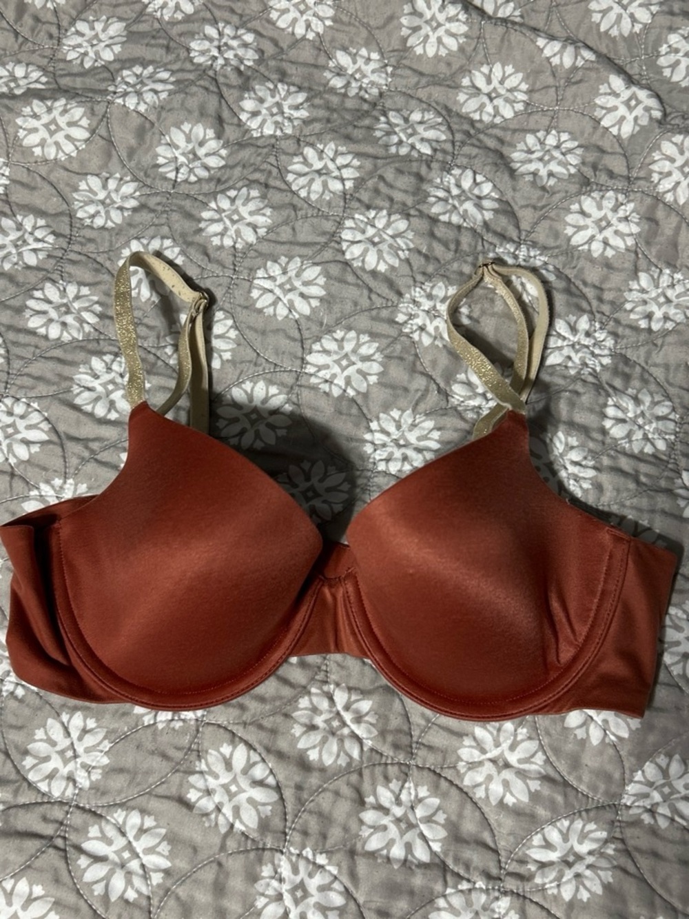 aerie Smooth Underwire Bra in Rust with Cream Straps